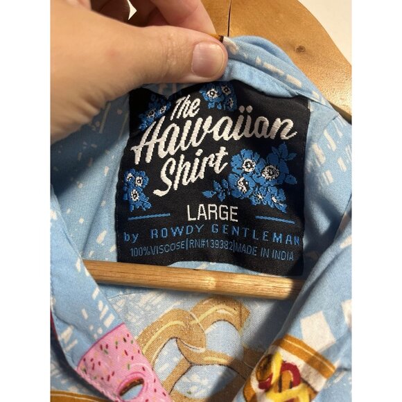 The Hawaiian Shirt by Rowdy Gentleman Abstract Food Print Button Up Men Large - Picture 4 of 6